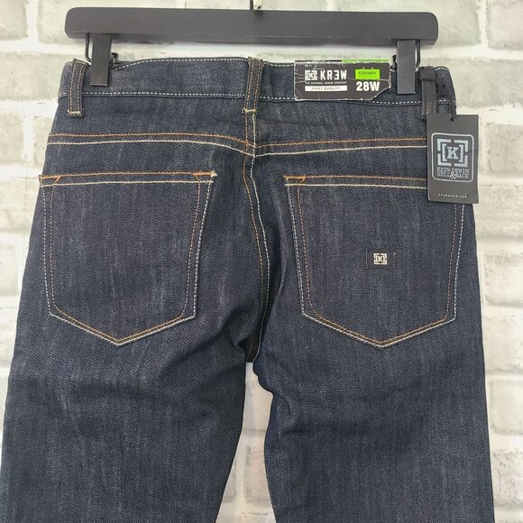 Vintage KREW KSkinny Extra Slim Fit Jeans NEW Mens 28 Casual Retro Denim Blue - Picture 1 of 9